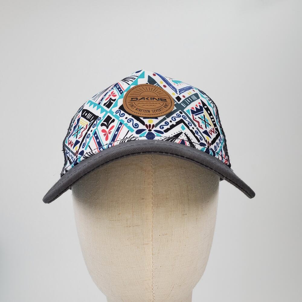 Dakine Trucker Hat Geometric Tribal Print Snapback Mesh Cap Grey Adjustable‎